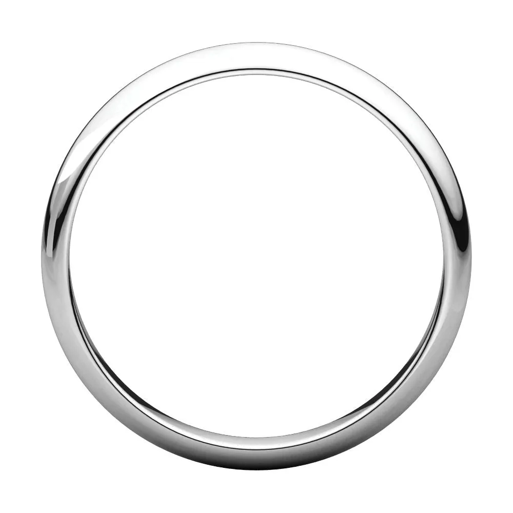 Platinum 3mm Half Round Band, Size 9
