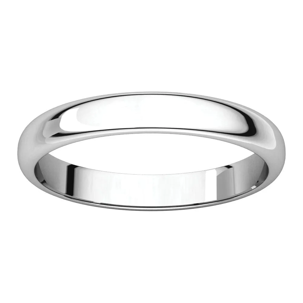 Platinum 3mm Half Round Band, Size 9