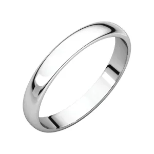 Platinum 3mm Half Round Light Band, Size 7