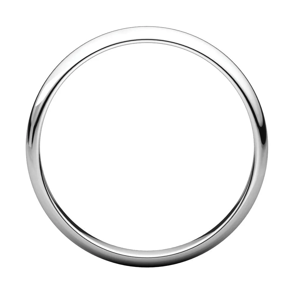 Platinum 3mm Half Round Light Band, Size 7