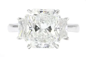 Platinum 4.01CT Radiant Cut Diamond Engagement Ring