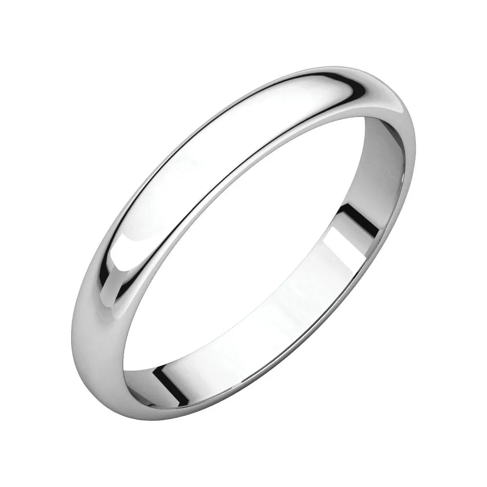 Platinum 4mm Half Round Light Band, Size 5