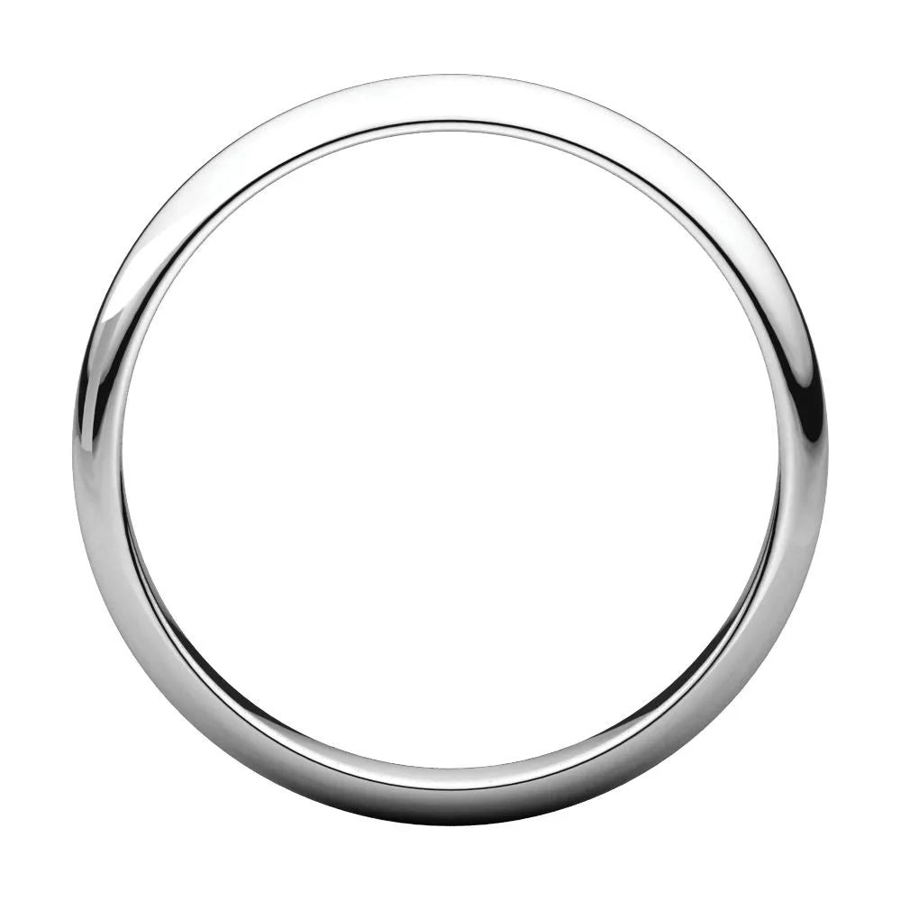 Platinum 4mm Half Round Light Band, Size 5