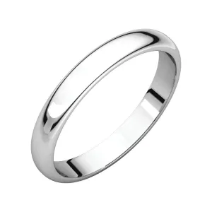 Platinum 4mm Half Round Light Band, Size 5