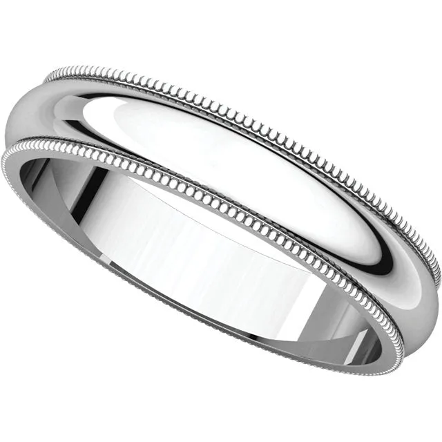 Platinum 4mm Milgrain Band, Size 6