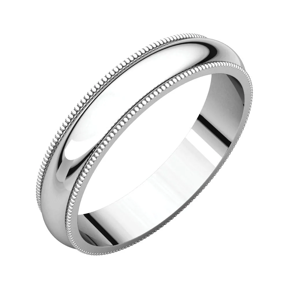 Platinum 4mm Milgrain Band, Size 6