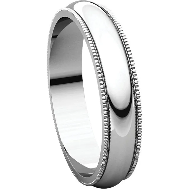 Platinum 4mm Milgrain Band, Size 6