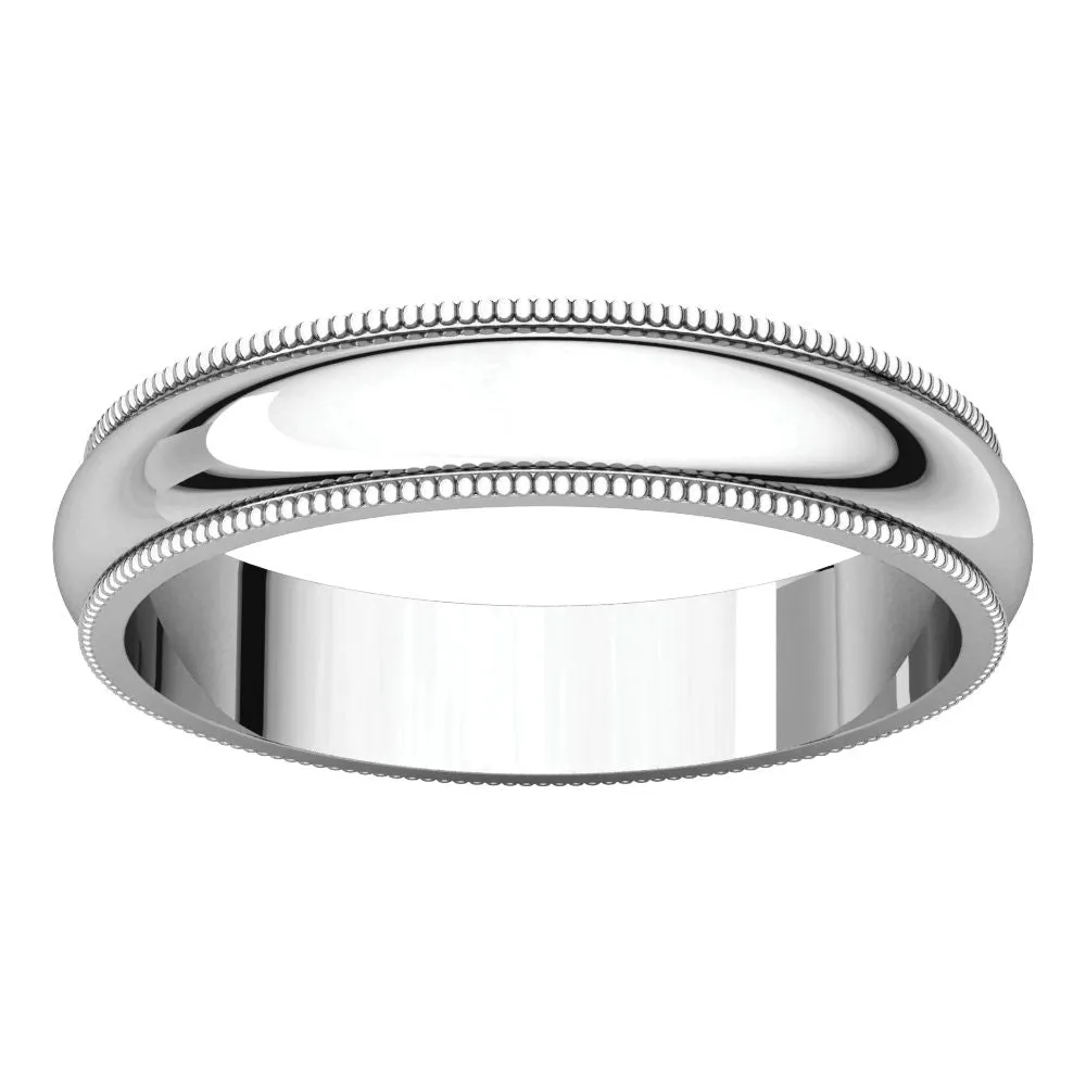 Platinum 4mm Milgrain Band, Size 6