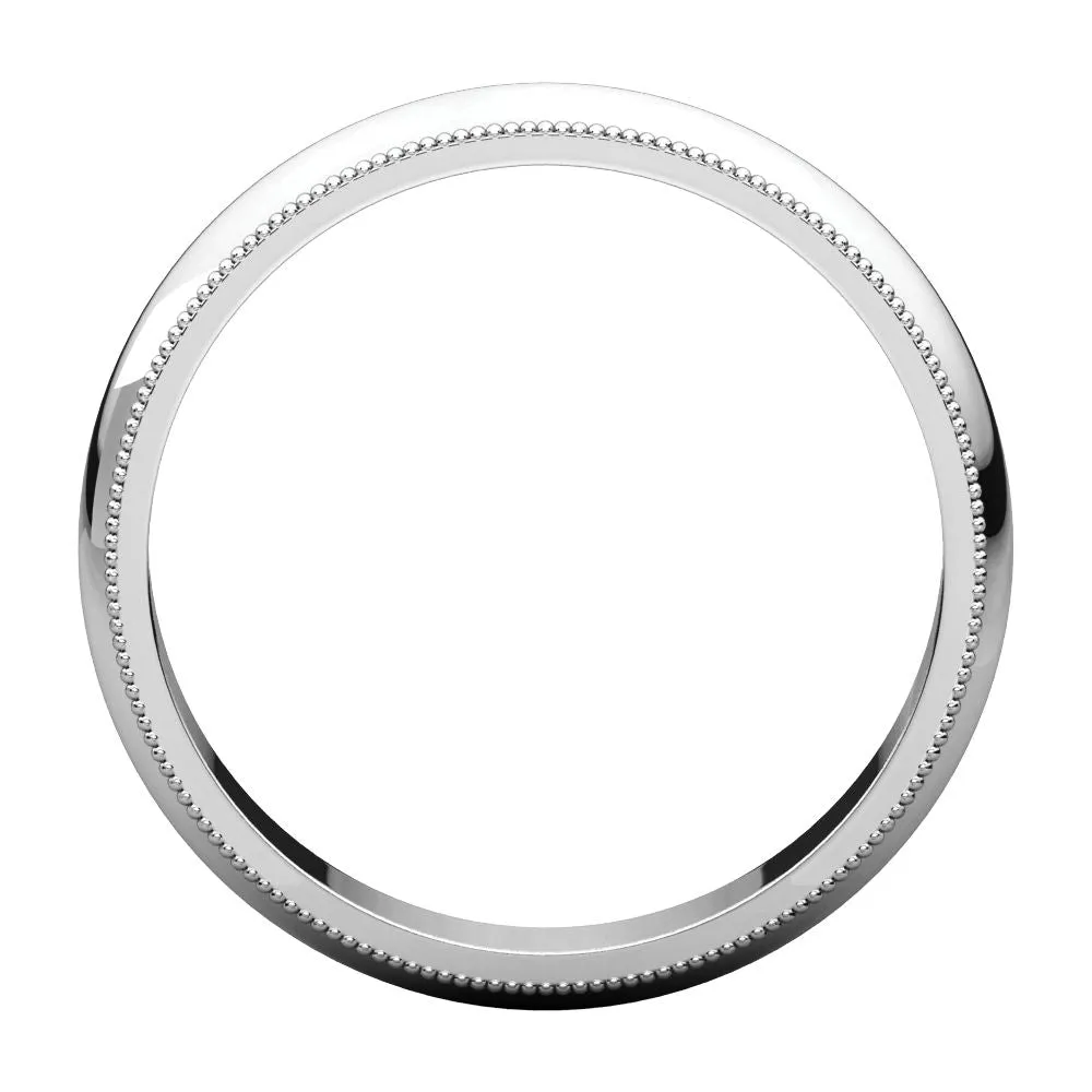 Platinum 4mm Milgrain Band, Size 6