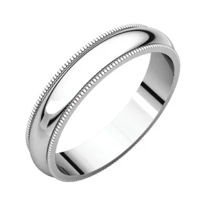 Platinum 4mm Milgrain Band, Size 8