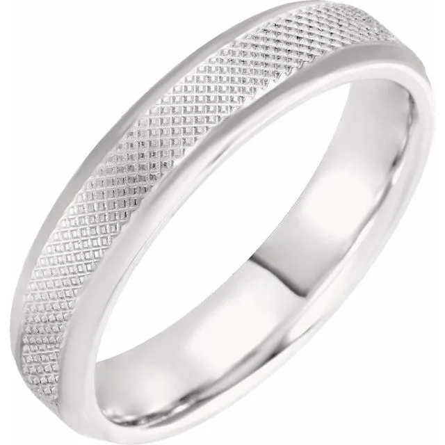 Platinum 5 mm Comfort-Fit Knurled Beveled Edge Band
