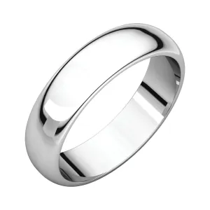 Platinum 5mm Half Round Band, Size 6