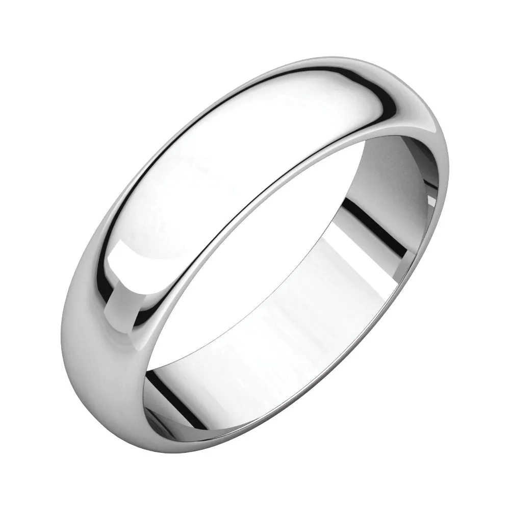 Platinum 5mm Half Round Band, Size 6