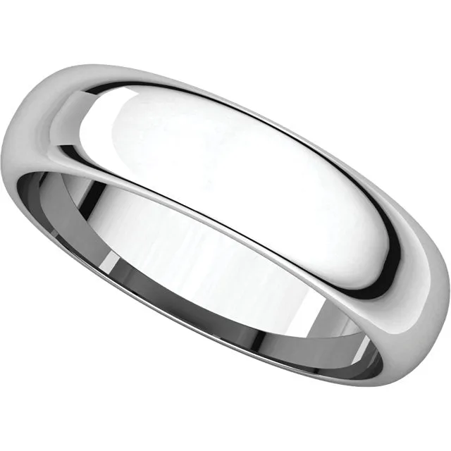 Platinum 5mm Half Round Band, Size 6