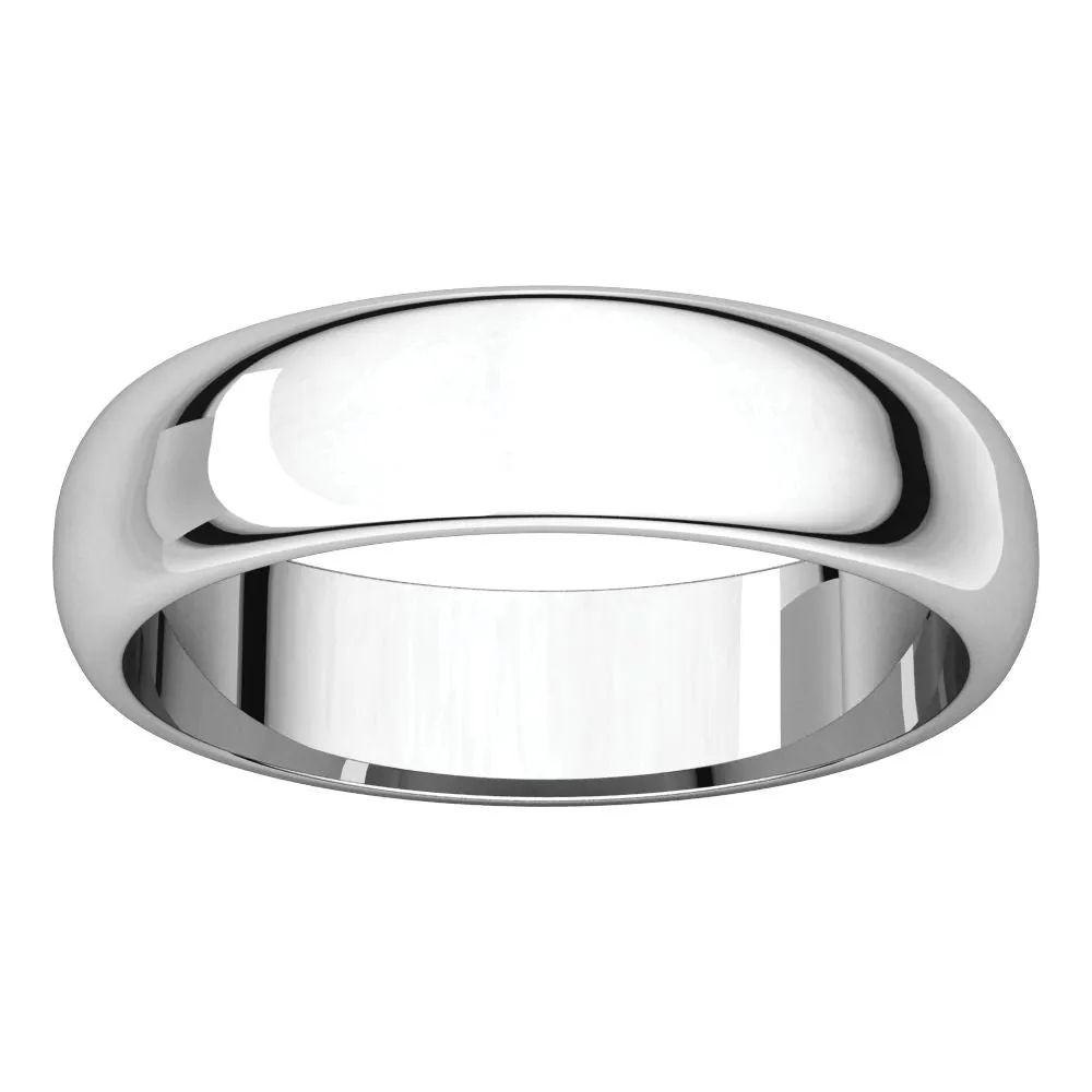 Platinum 5mm Half Round Band, Size 6