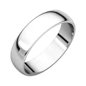 Platinum 5mm Half Round Light Band, Size 7.5
