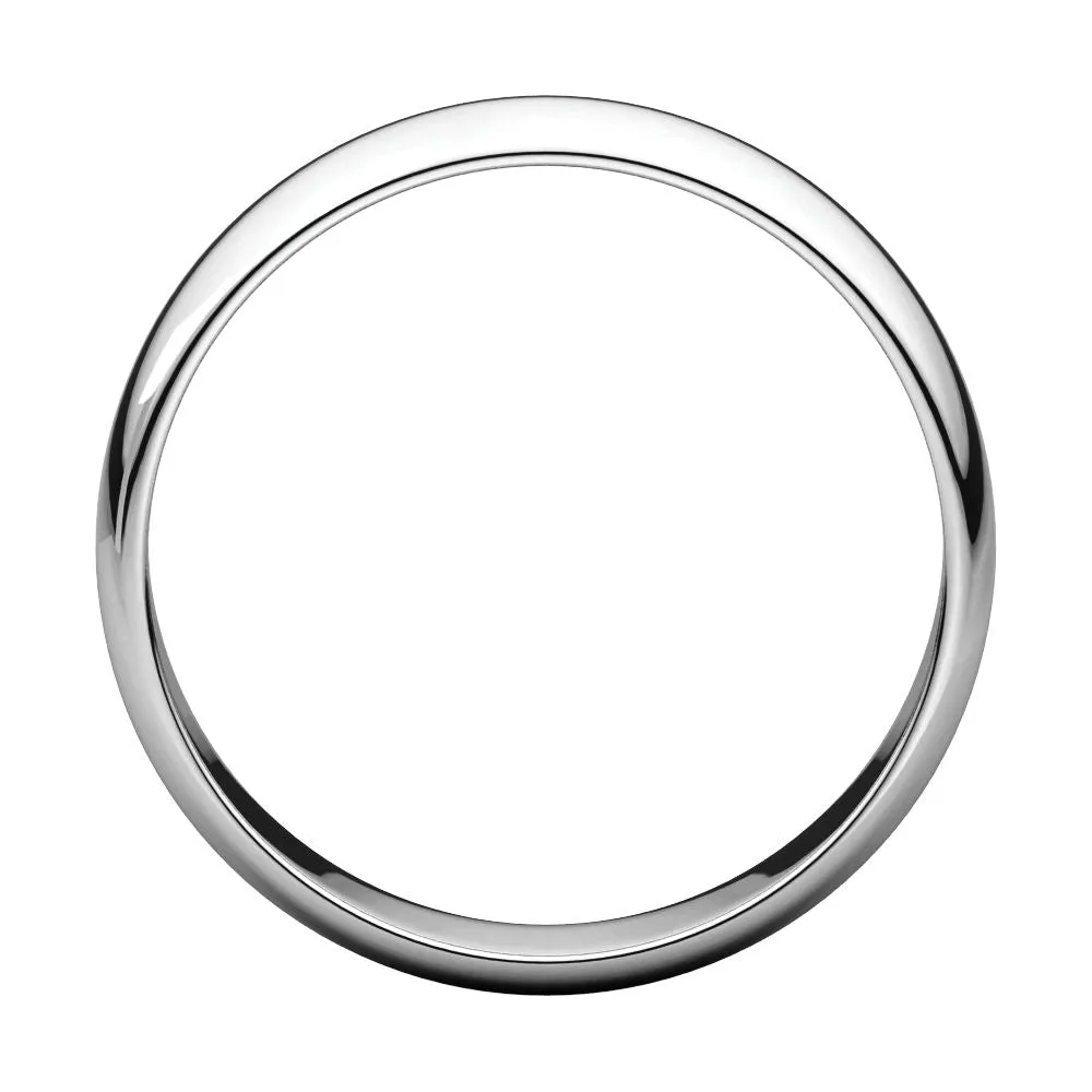 Platinum 5mm Half Round Light Band, Size 9
