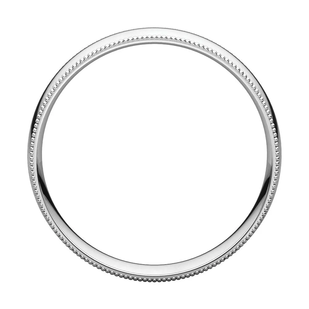 Platinum 5mm Light Comfort Fit Milgrain Band , Size 10.5