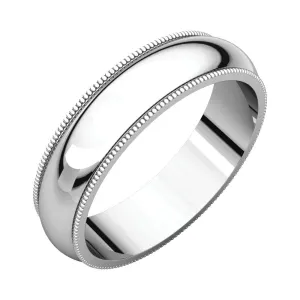 Platinum 5mm Milgrain Band, Size 8