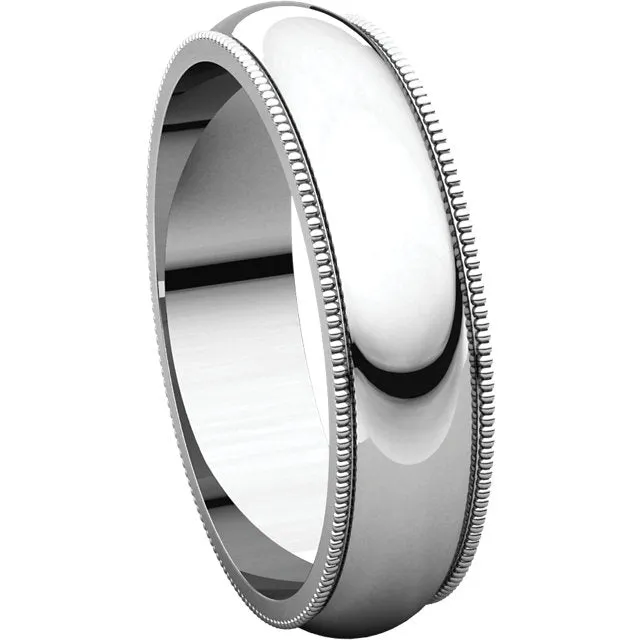 Platinum 5mm Milgrain Band, Size 8