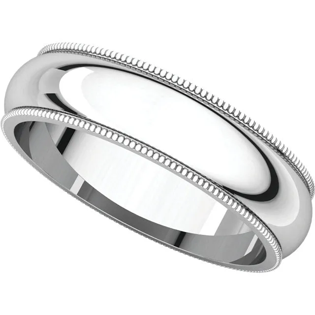 Platinum 5mm Milgrain Comfort Fit Band, Size 10