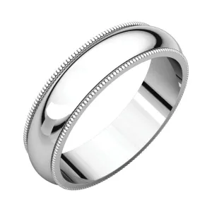 Platinum 5mm Milgrain Comfort Fit Band, Size 9.5