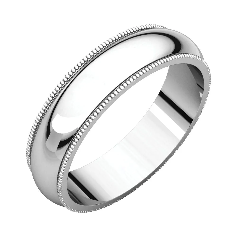 Platinum 5mm Milgrain Comfort Fit Band, Size 9.5
