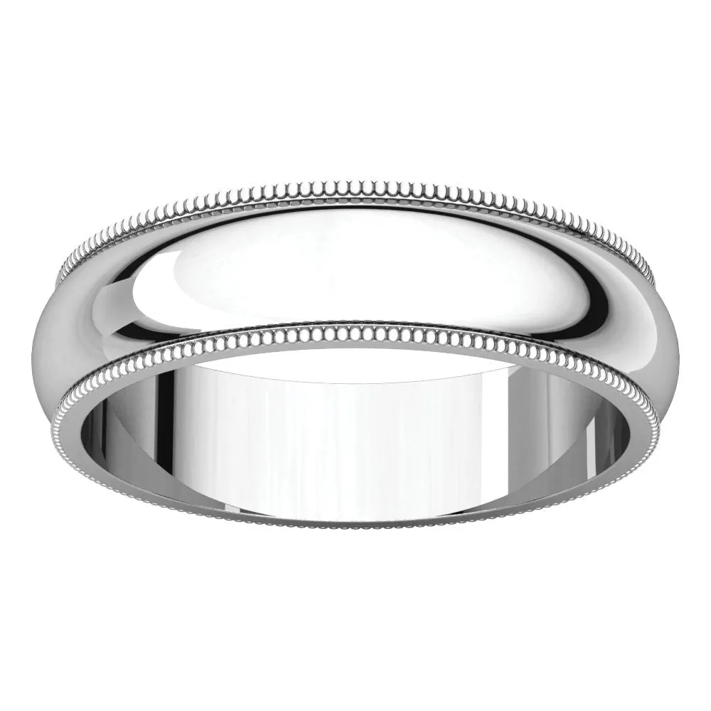 Platinum 5mm Milgrain Comfort Fit Band, Size 9.5