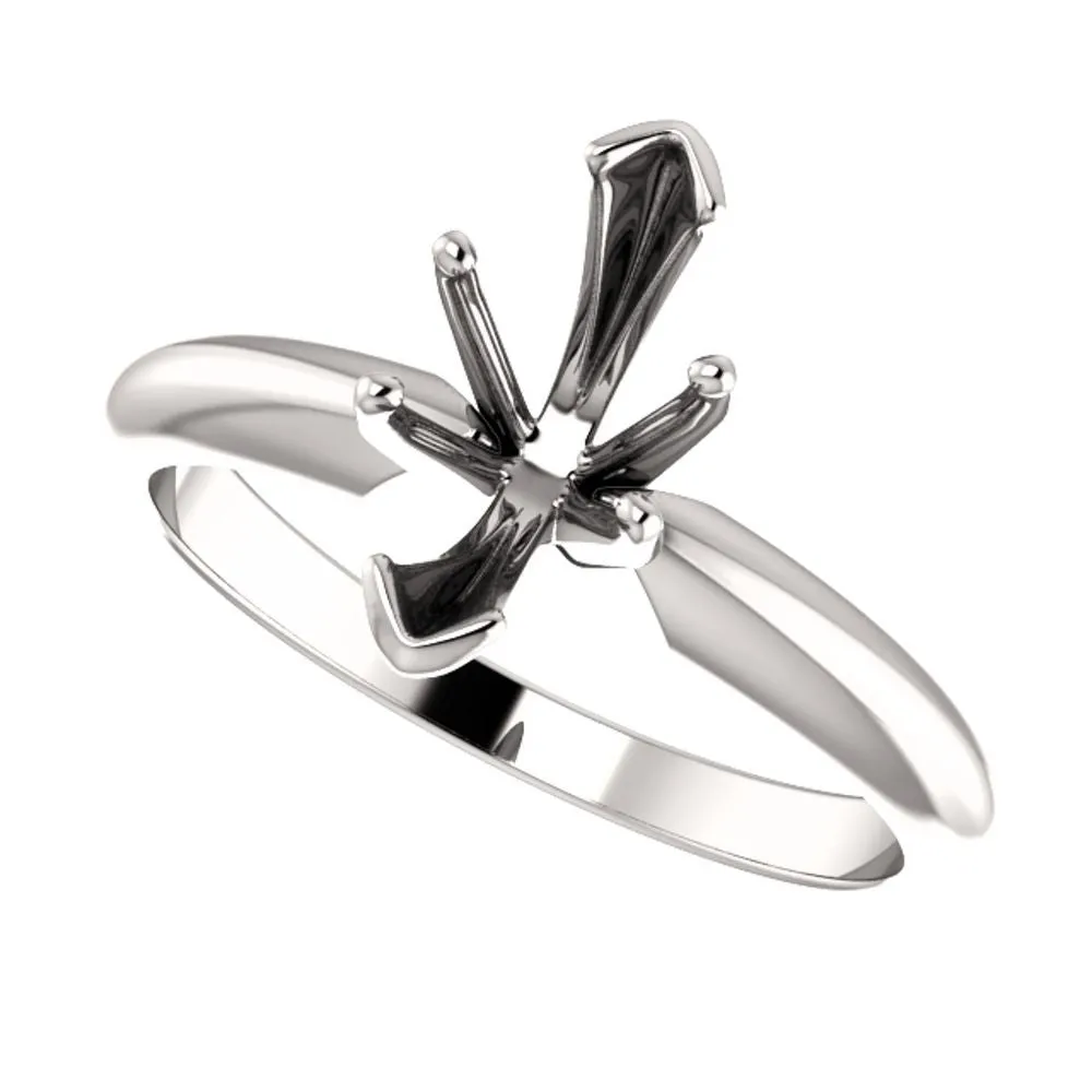 Platinum 6-Prong Marquise V-End Heavy Solitaire Engagement Ring , Size 6
