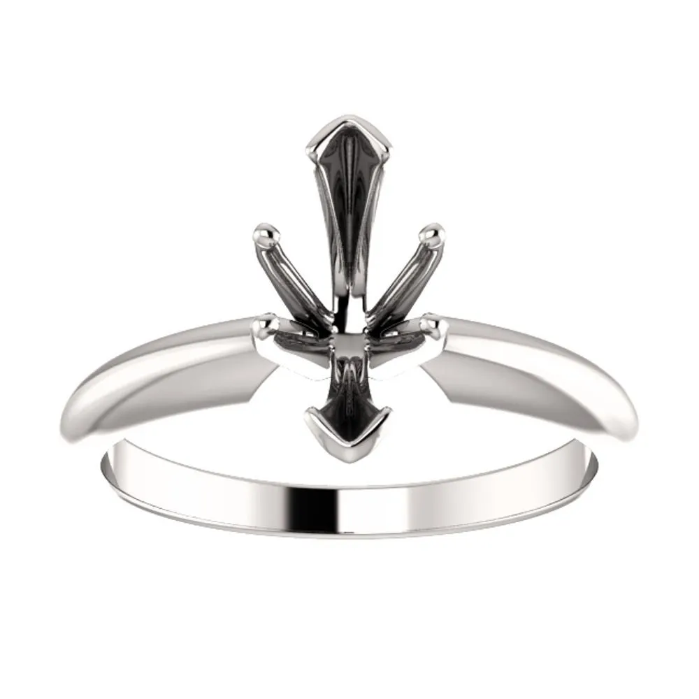 Platinum 6-Prong Marquise V-End Heavy Solitaire Engagement Ring , Size 6