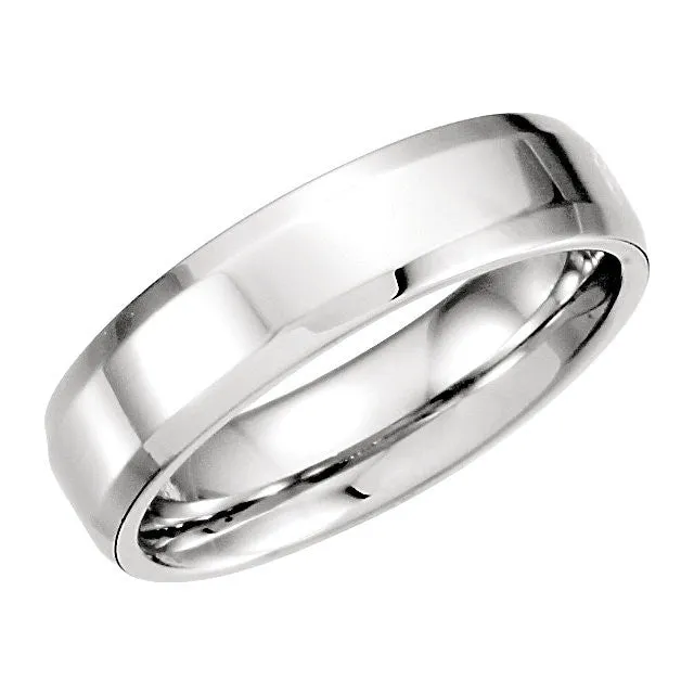 Platinum 6mm Beveled Edge Band Size 10.00