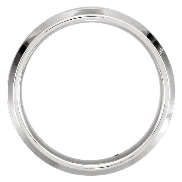 Platinum 6mm Beveled Edge Band with Satin Finish Size 10.00