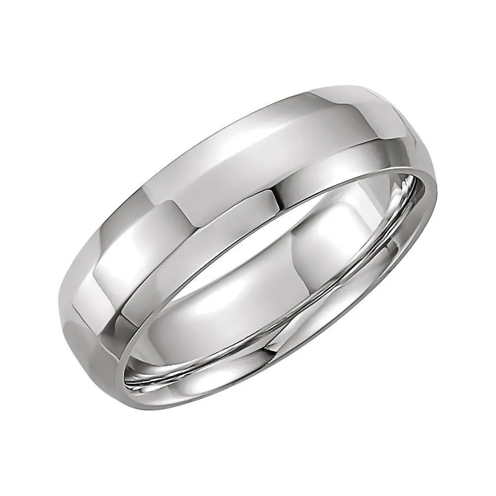 Platinum 6mm Comfort Fit Beveled Edge Band Size 9