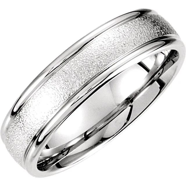 Platinum 6mm Fancy Carved Band Size 10
