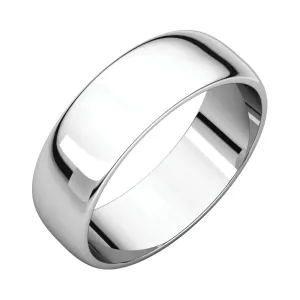 Platinum 6mm Half Round Light Band, Size 9