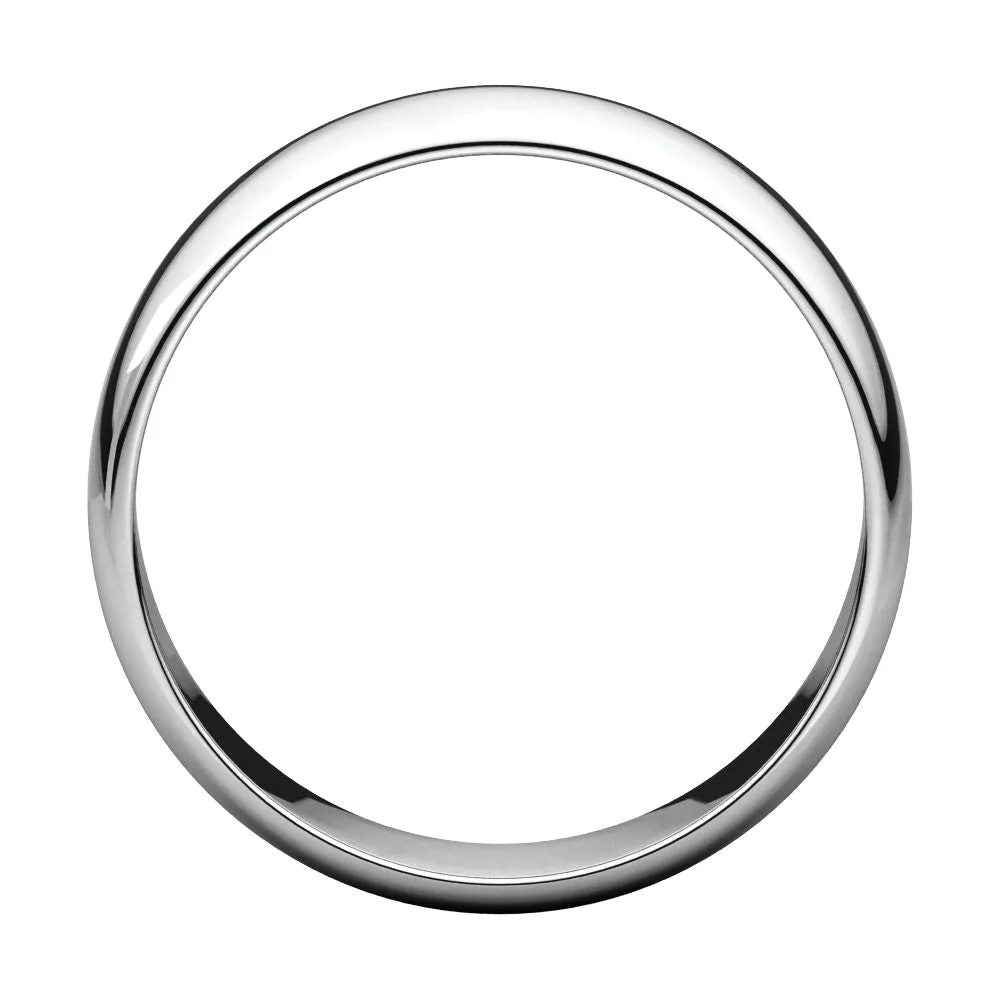 Platinum 6mm Half Round Light Band, Size 9
