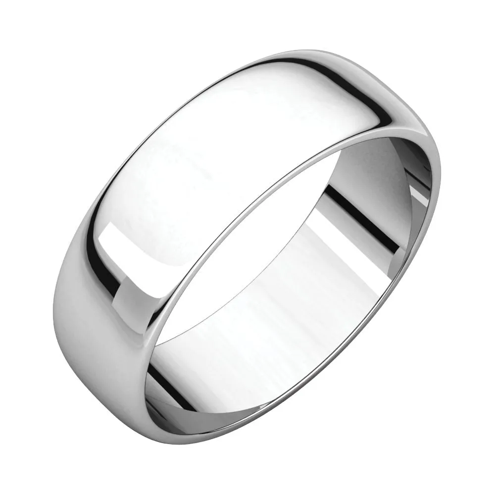Platinum 6mm Half Round Light Band, Size 9