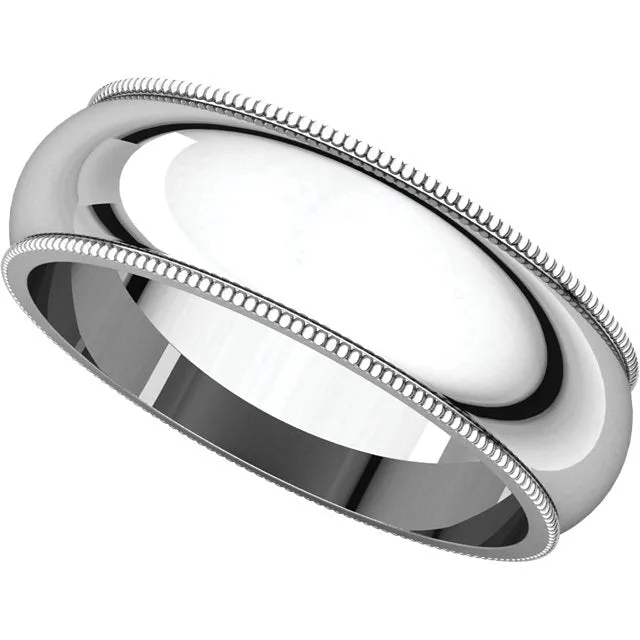 Platinum 6mm Milgrain Band, Size 11