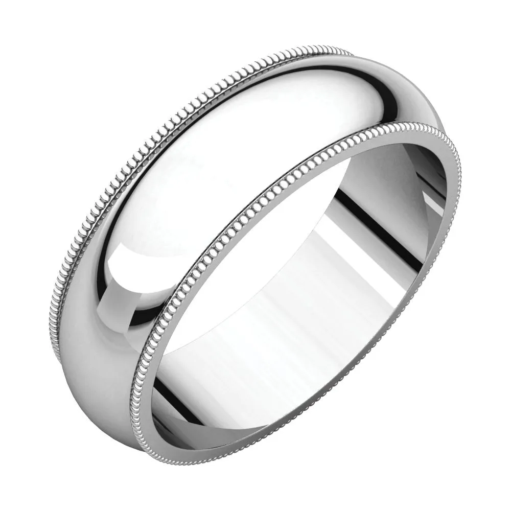 Platinum 6mm Milgrain Band, Size 11