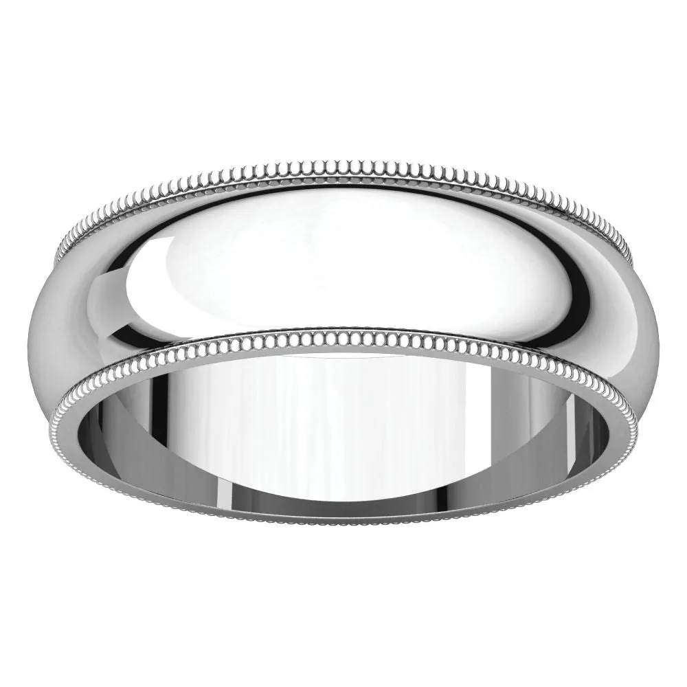 Platinum 6mm Milgrain Band, Size 11