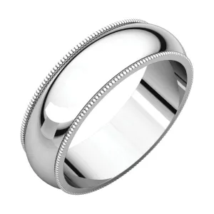 Platinum 6mm Milgrain Band, Size 9