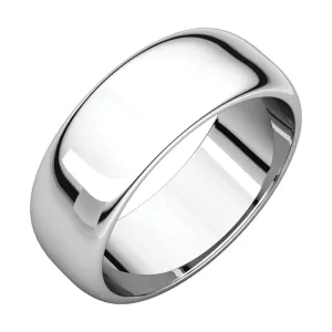 Platinum 7mm Half Round Band, Size 10