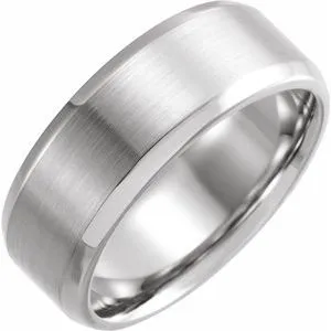 Platinum 8 mm Beveled2Edge Band with Satin Finish Size 9.5