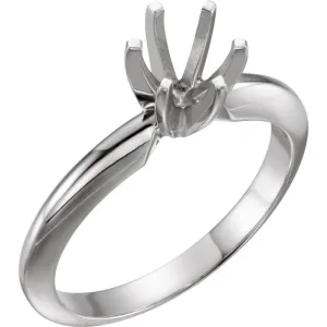 Platinum 9.1-9.7mm Round Heavy 6-Prong Engagement Ring Mounting, Size 6