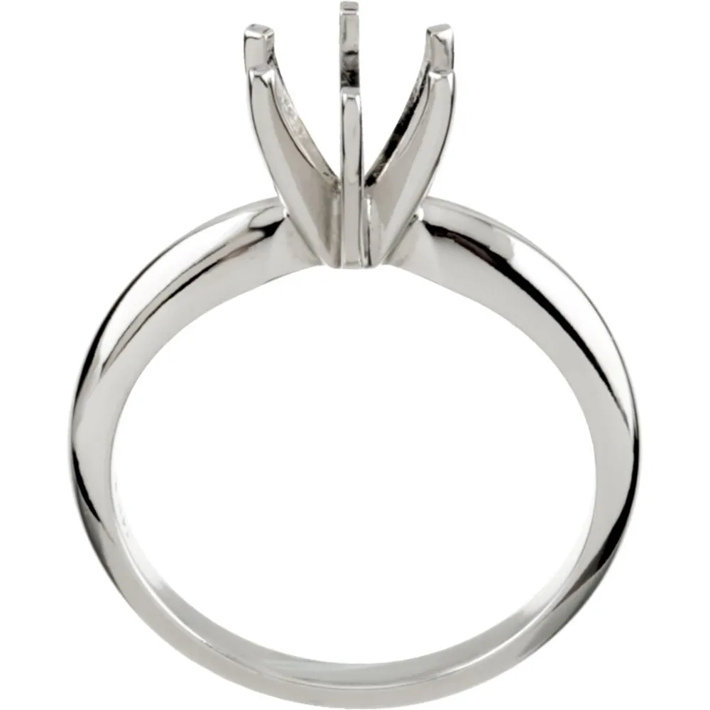 Platinum 9.1-9.7mm Round Heavy 6-Prong Engagement Ring Mounting, Size 6