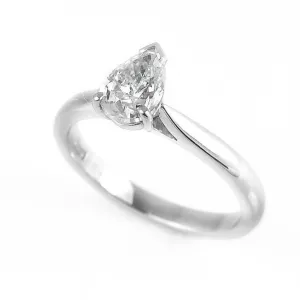Platinum & 1.04ct Pear Cut GIA Diamond Solitaire Engagement Ring