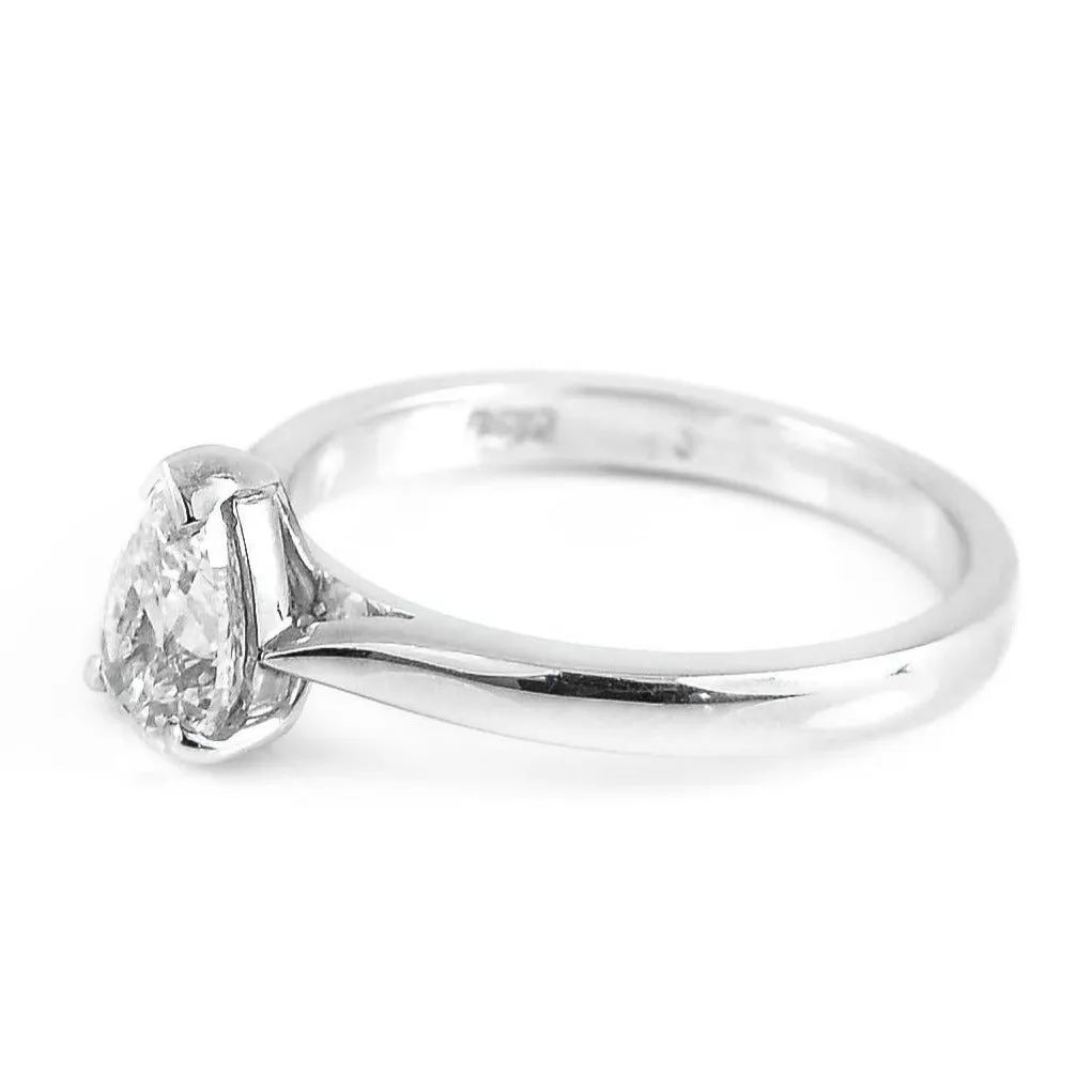 Platinum & 1.04ct Pear Cut GIA Diamond Solitaire Engagement Ring