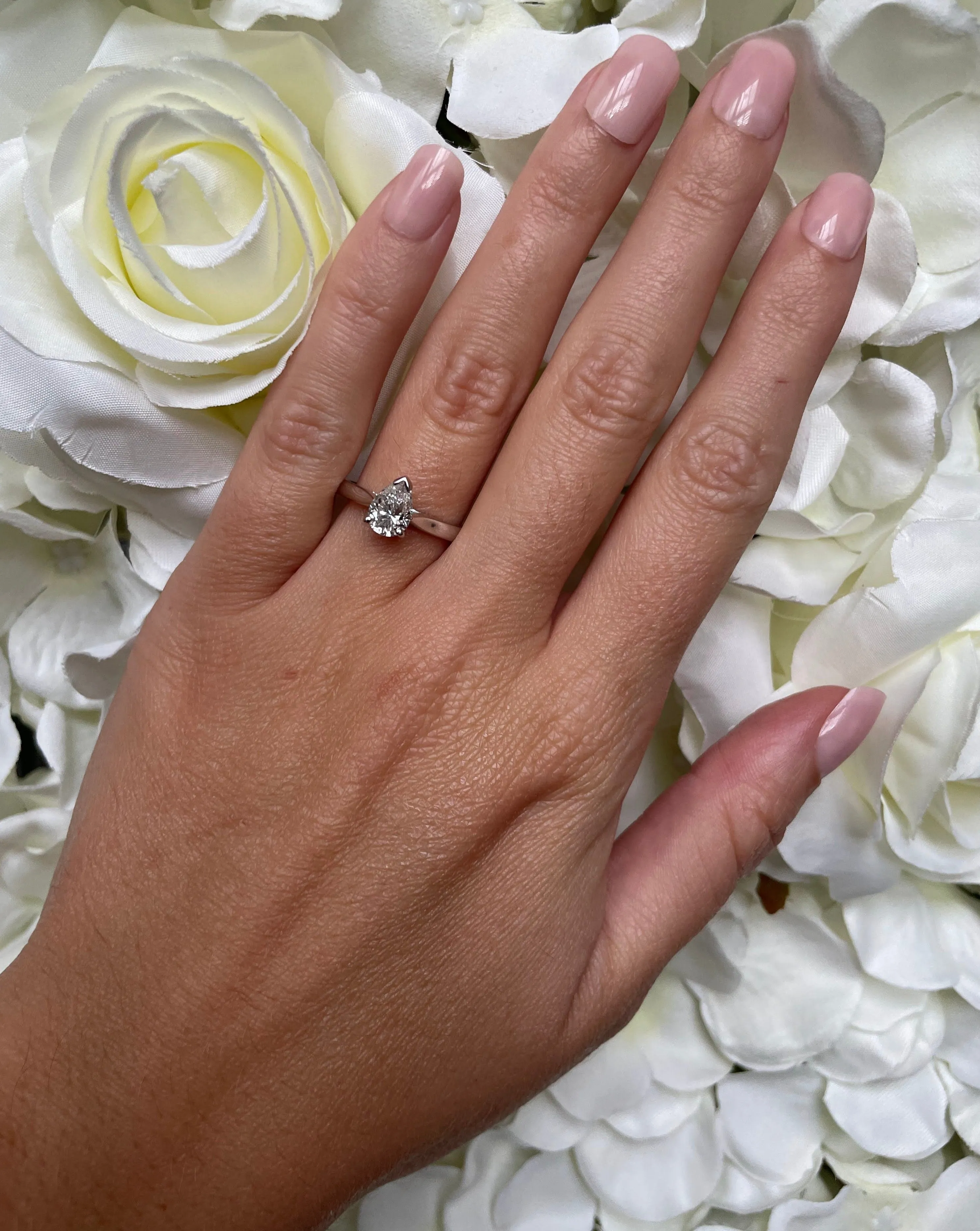 Platinum & 1.04ct Pear Cut GIA Diamond Solitaire Engagement Ring