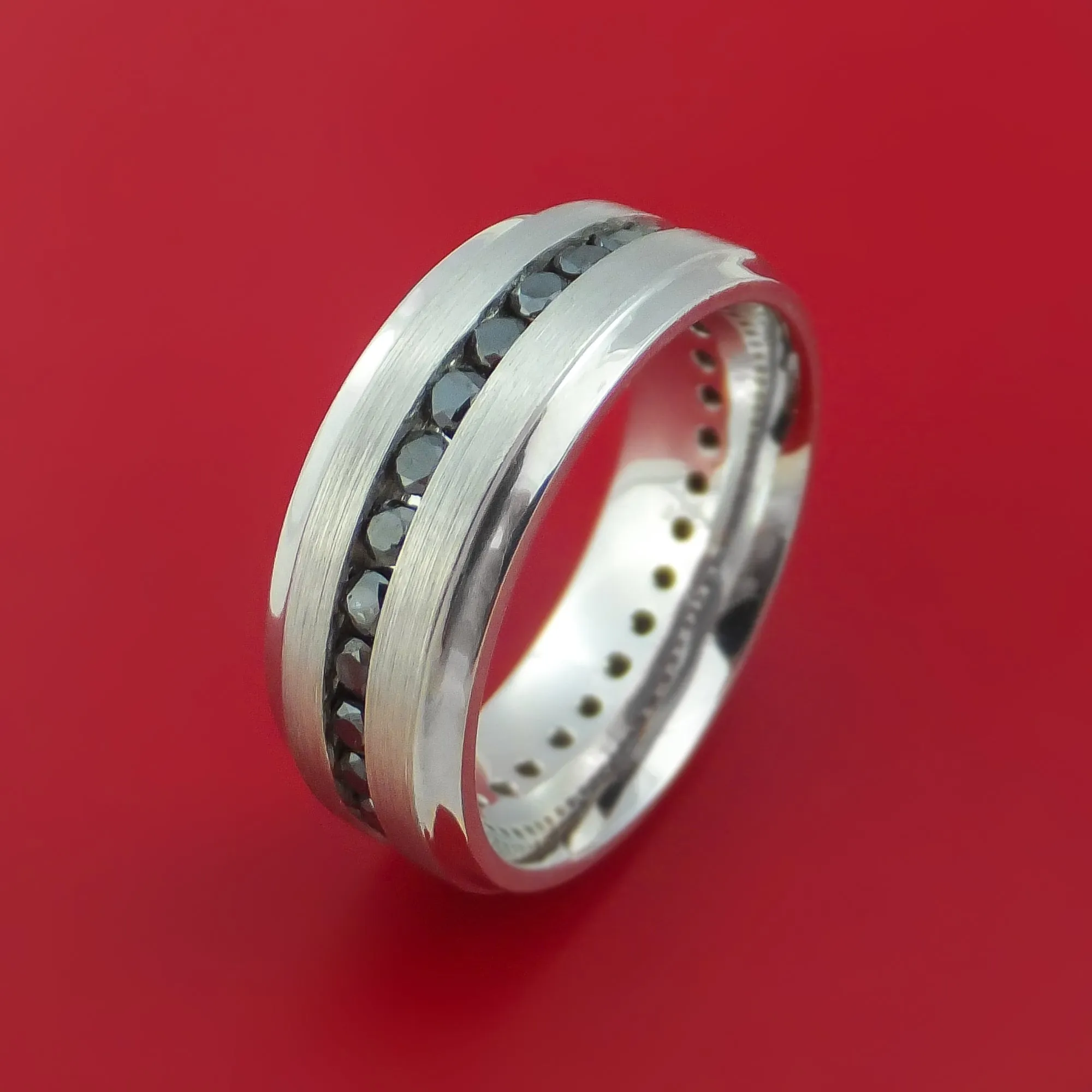 Platinum and Black Diamonds Eternity Ring Custom Made Band