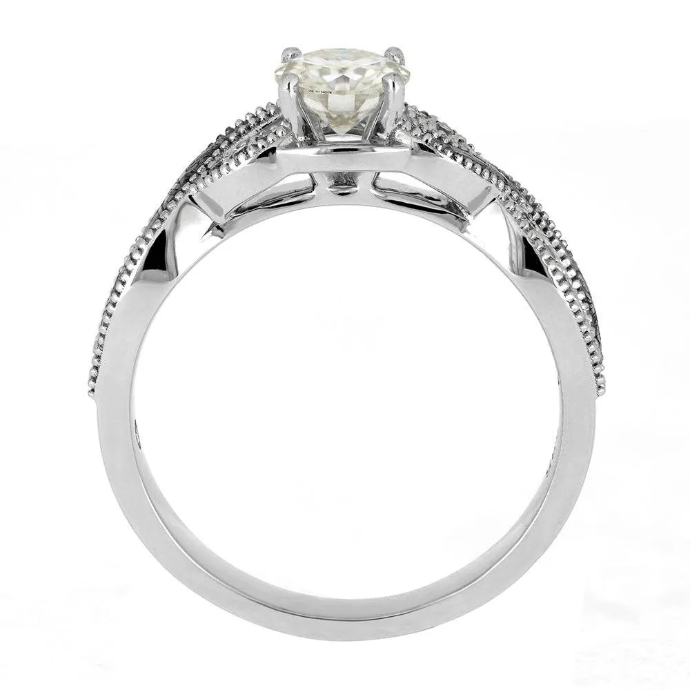 Platinum and Meteorite Engagement Ring with Twist Design